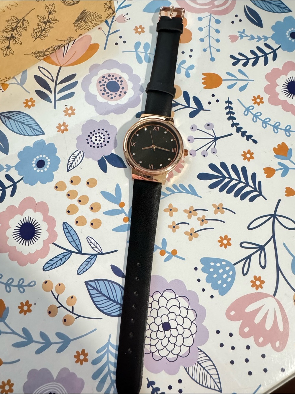 Women's Black Leather Strap Fashion Watch